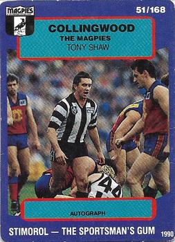 1990 AFL Scanlens Stimorol #51 Tony Shaw Front